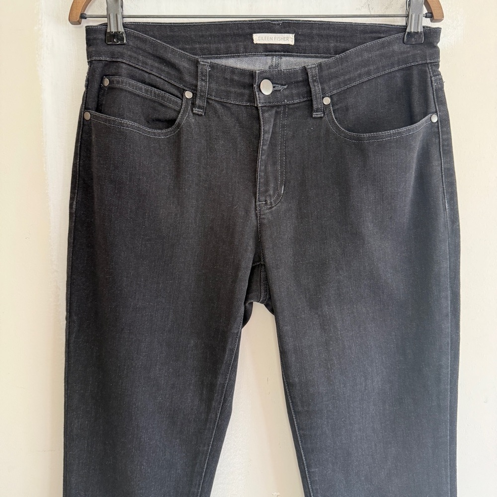 Eileen Fisher Light Black Stretch Straight Jeans Mid-Rise Size 28 - Picture 5 of 16